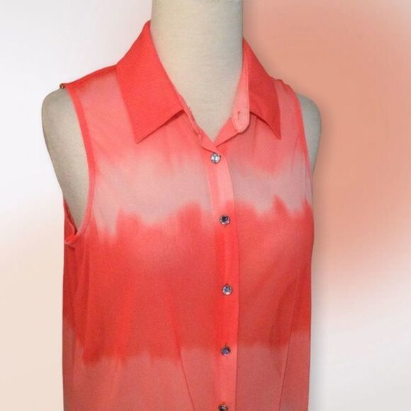Inc International Concepts Tie Dye Front Tie Semi Sheer Blouse Size M - Picture 2 of 10